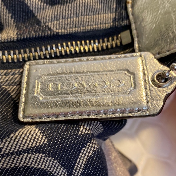 Coach Denim Navy and Silver Shoulder with Signature Monogram. Holiday Sale - Picture 5 of 15